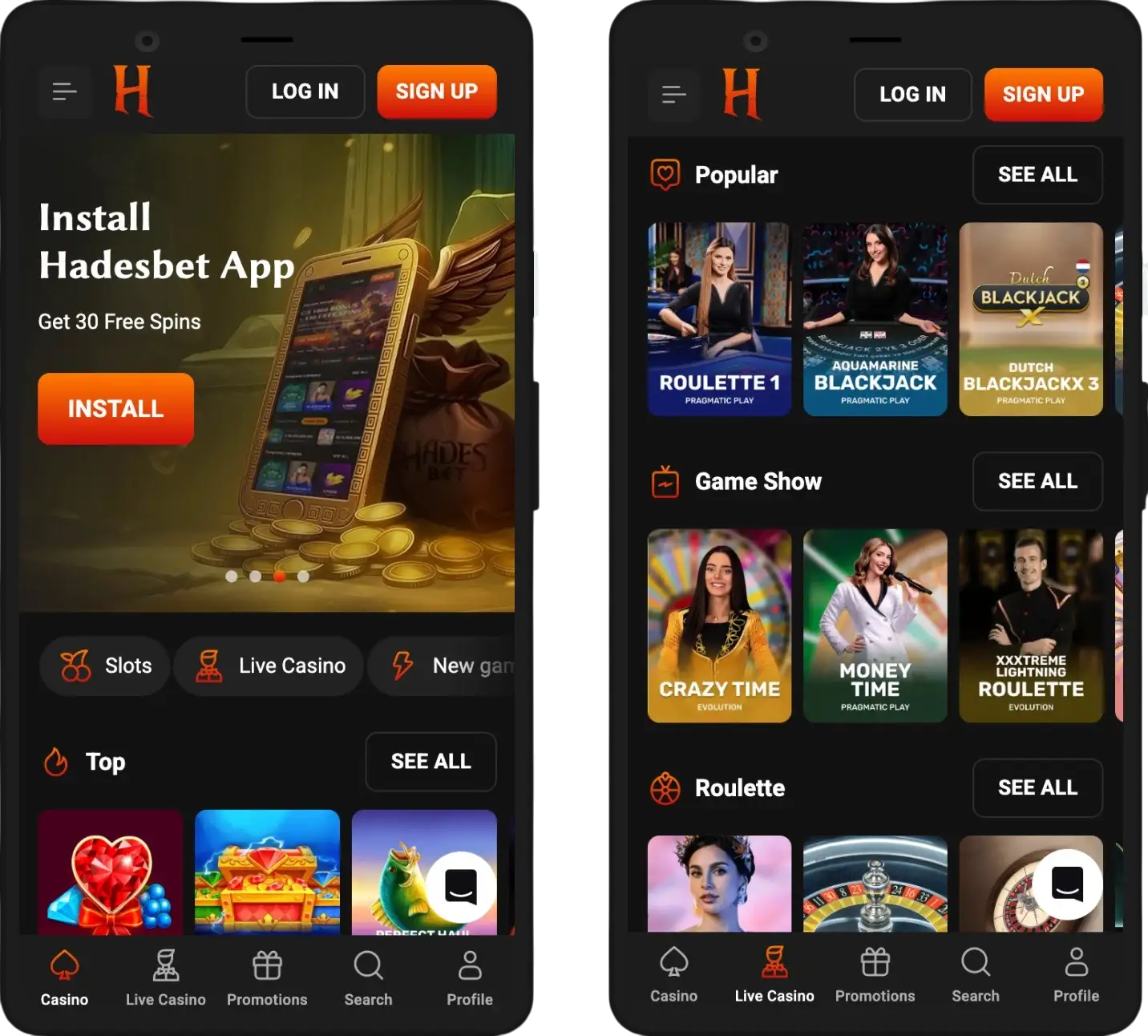 HadesBet Casino mobile app and smartphone gaming interface